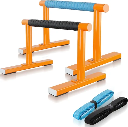 Vista 9 de Paraletas de entrenamiento de fuerza, barras de empuje I-Sit, asas de flexiones, equipo de calistenia para entrenamiento en casa, barras de gimnasia
