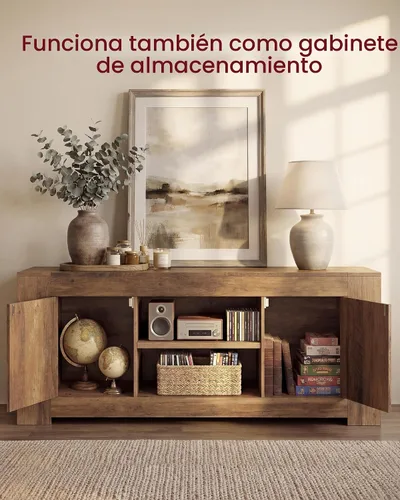 Vista 3 de VASAGLE Soporte de TV, centro de entretenimiento de granja con gabinetes de almacenamiento, mesa consola multimedia para sala de estar, dormitorio