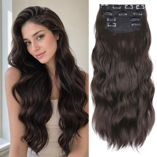 Vista 22 de Extensiones de cabello con clip, extensiones de cabello sintético ondulado de 14 pulgadas con clip (color: 22H10#)