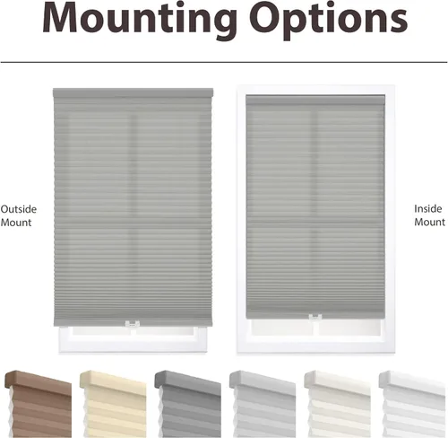 Vista 3 de DEZ FURNISHINGS Persiana celular inalámbrica con filtro de luz de 1.5 pulgadas, 18 pulgadas de ancho x 36 pulgadas de alto, gris ancla