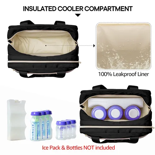 Vista 3 de Fasrom Bolsa portátil para extractor de leche con enfriador compatible con bombas Momcozy Medela y Elvie, funda de transporte portátil para madres