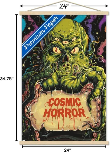 Vista 7 de Trends International Cthulhu Monster - Póster clásico de pared de terror, 22.375 x 34 pulgadas, paquete de impresión premium y colgador de madera