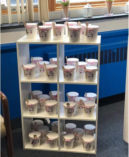 Vista 6 de Hedume Paquete de 60 vasos de papel para helado con 60 tapas, recipientes de postre congelado de 16 onzas con tapas, recipiente de alimentos fríos