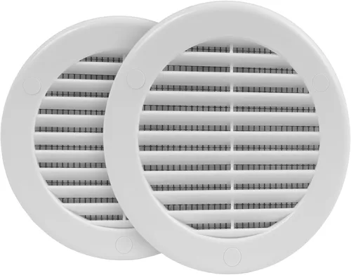 Vista 48 de Paquete de 10 cubiertas redondas de ventilación de aire de 4 pulgadas – Deflector de ventilación de aire Soffit de plástico blanco con malla