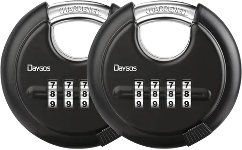 Vista 10 de DAYGOS Candados de disco combinados para exteriores, bloqueo de código de 4 dígitos resistente, bloqueo de disco combinado para unidad