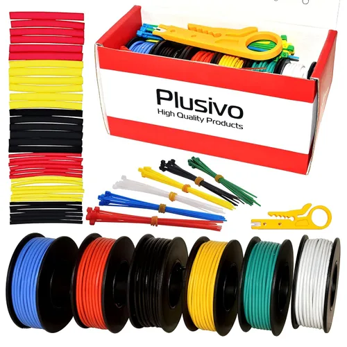 Vista 9 de Plusivo Cable de conexión de cobre estañado, 6 colores (negro, rojo, amarillo, verde, azul, blanco), kit de cable de conexión