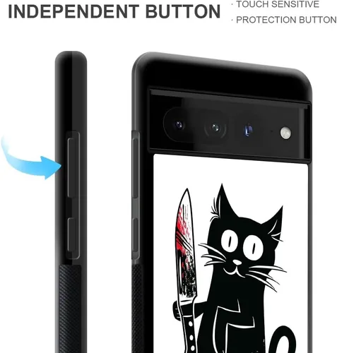 Vista 4 de CARLOCA Funda compatible con Google Pixel 7 Pro, Angry Cat Knife What Pattern Ultra Protección a prueba de golpes de silicona suave TPU