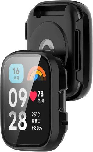 Vista 3 de Funda protectora de pantalla de reloj de cobertura completa para PC (para Xiaomi Redmi Watch 3 Active) / (Watch 3 Lite), accesorios para reloj Negro