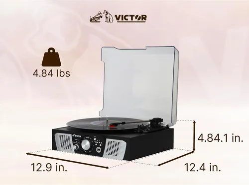 Vista 5 de Victor VHRP-1100 Lakeshore - Sistema de tocadiscos 5 en 1 con reproductor de discos, Bluetooth, reproducción y grabación USB, radio FM y altavoces