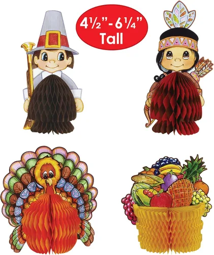 Vista 2 de Beistle 8 piezas de mini decoraciones de Acción de Gracias, centros de mesa para decoración del hogar de cosecha de otoño