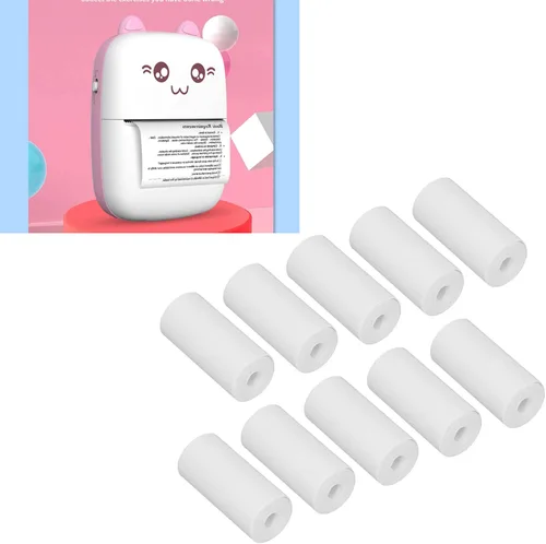 Vista 4 de Rollos de papel térmico, 2.24 x 0.98 pulgadas, blanco, paquete de 10, para impresoras pequeñas