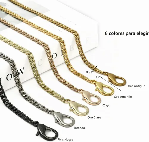 Vista 5 de Yichain Mini Linda Correa de Cadena de Bolso de Mano Correa de Repuesto para Bolso de Mano con Hombro Accesorios de Encanto (Oro Antiguo, 33 cm)