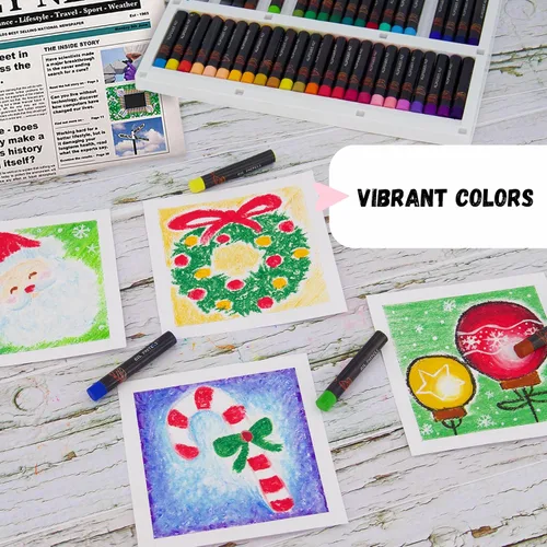 Vista 4 de Pasteles al óleo para niños, 48 colores pasteles para niños, suministros de arte perfectos para el aula, fáciles de mezclar con colores vibrantes