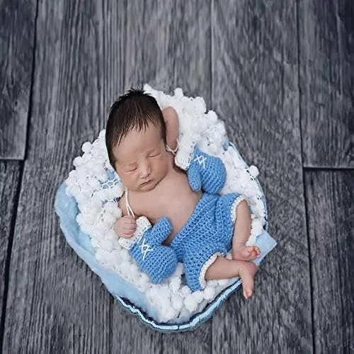 Vista 2 de Conjuntos de fotografía para recién nacidos para sesión de fotos accesorios de ganchillo conjunto de sombrero y pantalones