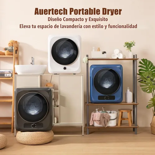 Vista 9 de Secadora de ropa portátil de 1.5 pies cúbicos, secadora eléctrica de carga frontal de 850 W con tambor de acero inoxidable, perilla de control