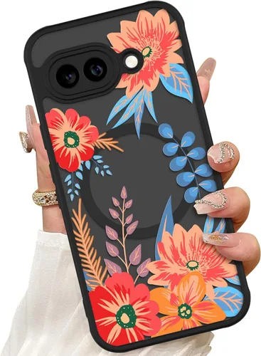 Vista 16 de ZIYE Funda magnética para Google Pixel 9 Pro XL de 6.8 pulgadas [compatible con MagSafe] funda de policarbonato duro y TPU suave con flor de cerezo