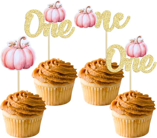 Vista 30 de 24 adornos de calabaza para cupcakes con purpurina para otoño, hojas, flores, calabaza, cupcakes, decoración de pasteles para Halloween, decoración