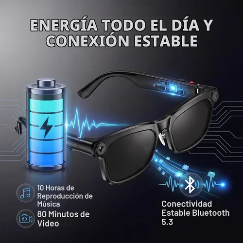 Vista 7 de Lentes inteligentes AI con cámara, gafas de cámara HD de 8 MP
