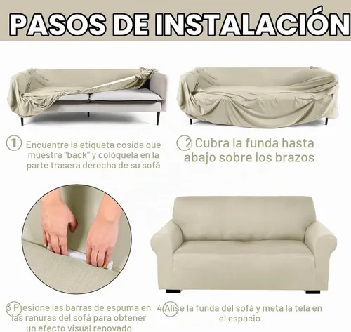Vista 3 de Peryiter Juego de 3 Fundas para Sofá, Cubiertas de Muebles para Sofá, Loveseat, Sillón, Ajuste de Forma Elástico, Sin Arrugas, Protector de Muebles