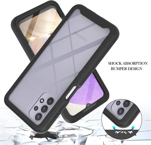 Vista 2 de IVY Funda resistente para Galaxy A32 5G 3in1 Heavy Armor con protector de pantalla incorporado para Samsung Galaxy A32 5G Case - Negro