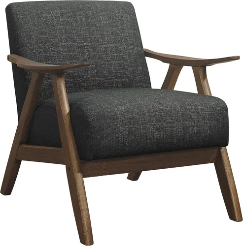 Vista 13 de Lexicon Silla de Acento Moderna de Mediados de Siglo con Marco de Madera Sólida en Acabado de Nogal, Sillón de Descanso con Brazos Tapizado