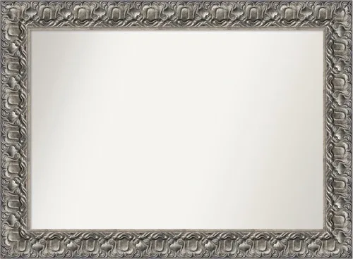 Vista 262 de Amanti Art Espejo de baño plateado para sobre fregadero, 26 x 26 pulgadas, espejo cuadrado de níquel pulido, marco de madera tradicional mediano, se