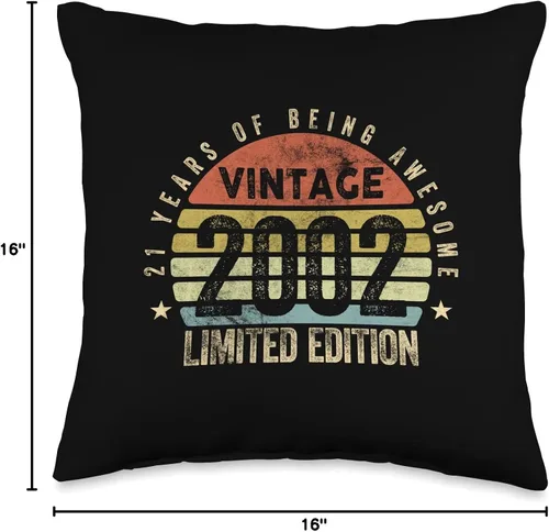 Vista 4 de Vintage 21st Birthday Gifts Retro Design Men women Vintage 2002 Limited Edition 21 años Retro 21st Birthday - Almohada de 16 x 16 pulgadas
