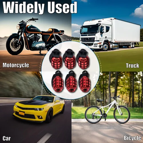 Vista 115 de 4 tapas de válvula de neumático de granada cromada, tapas de válvula de neumático de acero inoxidable para automóviles, camiones, SUV, motocicletas