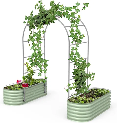 Vista 13 de Vego Garden Sistema modular de enrejado arqueado de 1.5 pies de largo para todas las camas de jardín clásicas para plantas trepadoras como frijoles