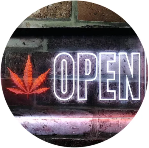 Vista 13 de ADVPRO Open Marijuana Hemp Leaf High Life Dual Color LED Neon Sign Blue & Red 12" x 8.5" st6s32-j0791-br