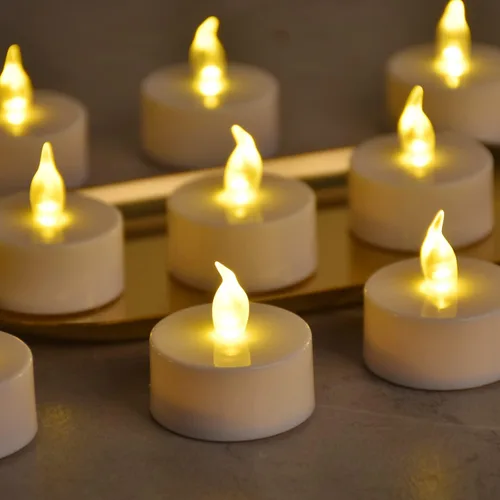 Vista 9 de Velas de té LED, velas de té sin llama, velas sin llama, luces de boda para decoración del hogar, Navidad, fiesta de cumpleaños