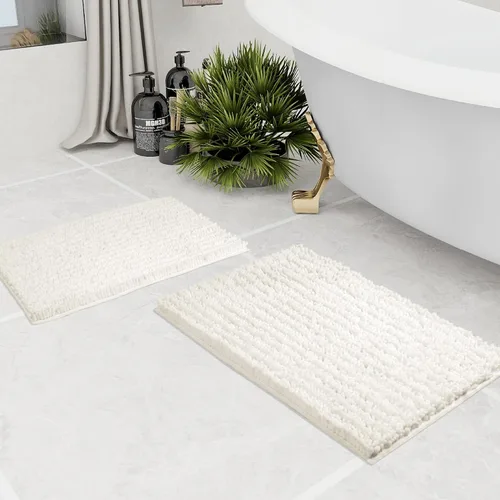 Vista 57 de Walensee Alfombra de baño antideslizante (32x20, azul oscuro) absorbente de agua, súper suave, felpilla peluda, lavable a máquina, se seca