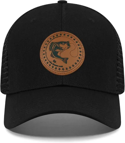 Vista 13 de Regalos de pesca para hombres y mujeres, sombrero único de camionero con bandera de pescador para pescador, el mejor regalo, negro/gris