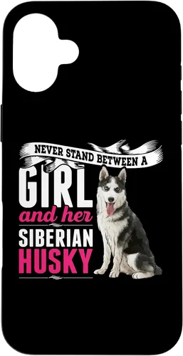 Vista 22 de iPhone 16 Never Stand Between A Girl And Her Siberian Husky Dog Case