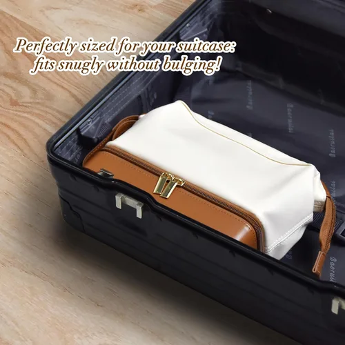 Vista 6 de Joyero y bolsa de maquillaje 2 en 1 con espejo, organizador versátil de viaje para joyas, bolsa de cosméticos, bolsa de aseo portátil con estuche