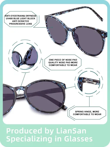 Vista 7 de LianSan Paquete de 2 lentes de sol progresivos multienfoque para mujer, lentes de lectura multifocales para mujer con protección UV