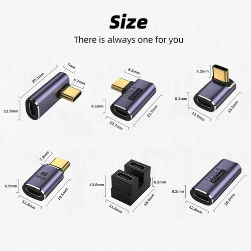 Vista 7 de Adaptador de ángulo USB C de 40 Gbps 2 unidades USB C tipo C de 90 grados en ángulo USB-C macho a hembra adaptador de 8 K a 60 Hz USB en ángulo