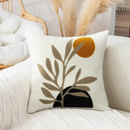 Vista 9 de Merrycolor Fundas de almohada decorativas bohemias para cama, modernas de mediados de siglo, fundas de almohada verde hoja, funda de almohada