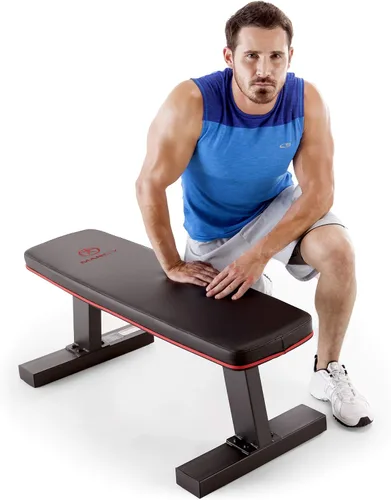 Vista 7 de Marcy Banco de pesas plano para entrenamiento de pesas en el gimnasio en casa y ejercicios abdominales