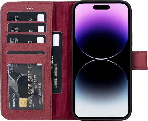 Vista 38 de HARDISTON Funda de piel auténtica hecha a mano compatible con iPhone 11 Pro de 5.8 pulgadas, funda magnética desmontable con tarjeteros - bordes