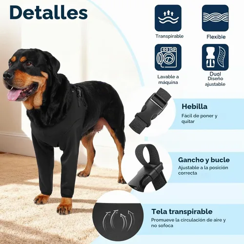 Vista 2 de BARKLESS Traje de recuperación para cirugía de perro para pierna delantera, transpirable y suave, camisa de manga larga para perro para dejar