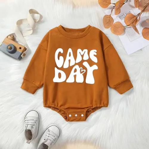 Vista 6 de BOIBOKOKO Traje de fútbol para recién nacido, niña, niño, sudadera para el día de juego, mameluco de manga larga, ropa de otoño e invierno