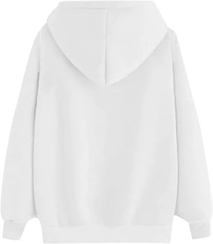 Vista 4 de Sudaderas con capucha de gran tamaño para mujer, estilo casual, con estampado de corazón, manga larga, con cordón, lindas sudaderas de moda