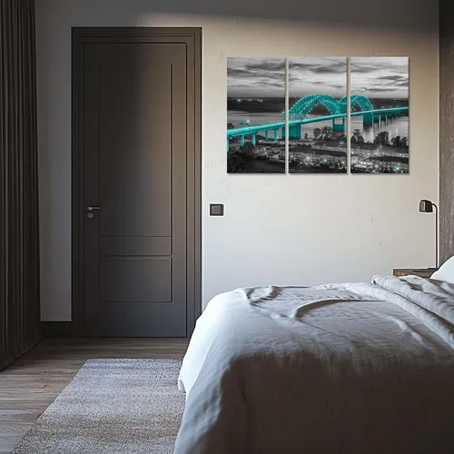 Vista 3 de Arte de pared con puente de Memphis Hernando de Soto, decoración de pared en blanco y negro, paisaje urbano de Tennessee, lienzo, impresión