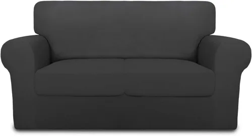Vista 9 de PureFit - Funda para sofá de butaca (4 piezas, superelástica, para 3 cojines), color gris. Material elastano suave antideslizante, protector