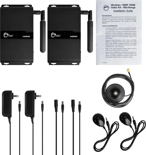 Vista 3 de SIIG Kit extensor HDMI inalámbrico 1080P con control remoto IR - 165 pies (164.0 ft) HDMI 1.3 HDCP 1.2 - señal de 2.4 GHz - Montaje en pared