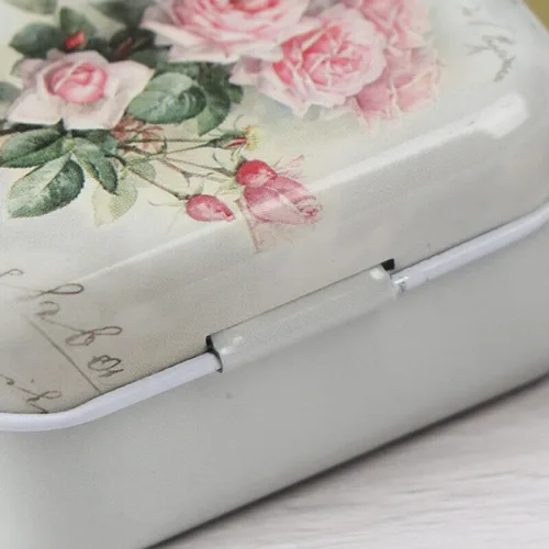 Vista 17 de 8 piezas de mini flores de estaño organizador de joyas caja de almacenamiento cajas decorativas pequeñas latas de metal floral con tapas