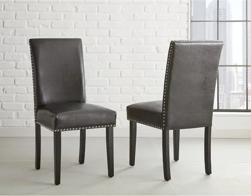 Vista 2 de Steve Silver Furniture Verano - Juego de 2 sillas laterales tapizadas grises, estilo contemporáneo, ribete de cabeza de clavo, asiento de espuma