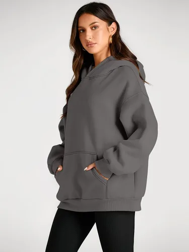 Vista 105 de Trendy Queen - Sudaderas extragrandes con capucha para mujer, suéteres de manga larga, sin botones, de vellón, de otoño, ropa de invierno