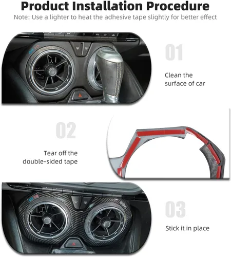 Vista 4 de CheroCar Para consola central Camaro Aire Acondicionado Salida de Ventilación Cubierta Anillo Interior Accesorios para Chevrolet Camaro 2016-2025